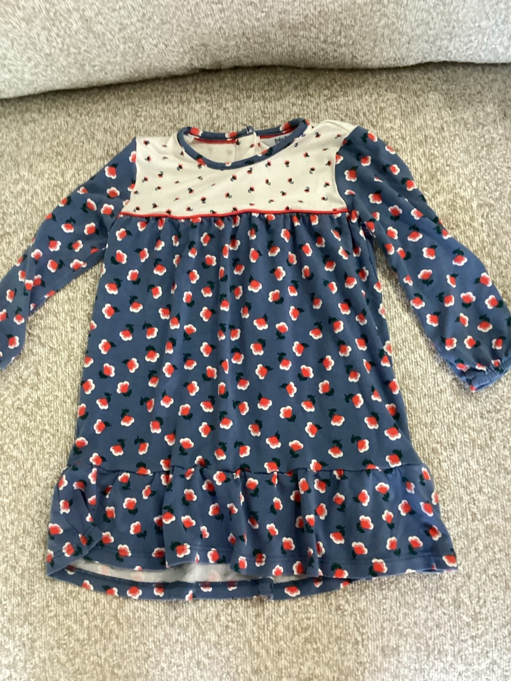 Girls Navy Floral Long Sleeve Dress, Baby Boden